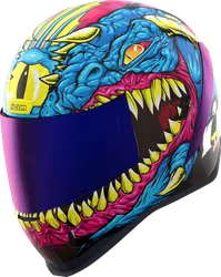 Icon Adult Unisex Airform Kryola Kreep MIPS Helmet Full Face 2XL Blue Pink Yellow