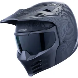 Icon Adult Unisex Elsinore Darkgard Helmet Modular L Black