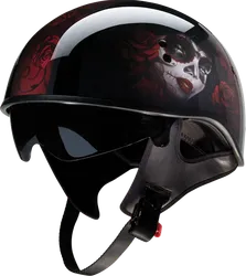 Z1R Adult Unisex Vagrant Red Catrina Helmet Half Face XS Black Red