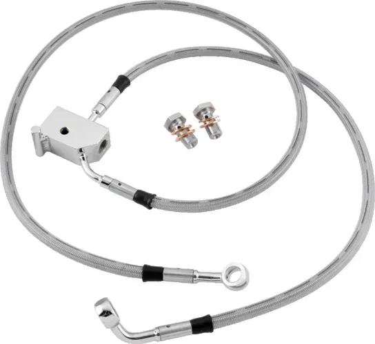 Twin Power Chrome Stainless Braided DOT Rear Brake Line Kit