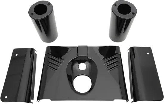 DS Ribbed Black Fork Cover Tins Head Light Housing 5pc