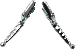 Harddrive Chrome Cable Clutch Brake 4 Hole Lever Set Pair