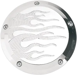 Joker Billet Aluminum Derby Cover Flame Chrome w Mount