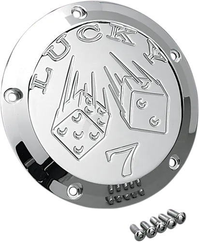 Joker Billet Aluminum Derby Cover Lucky 7 Chrome w Mount