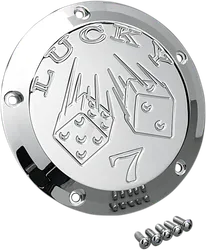 Joker Billet Aluminum Derby Cover Lucky 7 Chrome w Mount