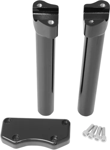 DS Black Gloss 10in Straight Handlebar Riser and Top Clamp Kit