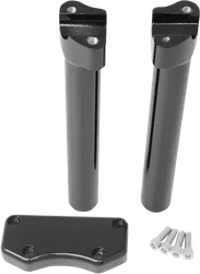 DS Black Gloss 10in Straight Handlebar Riser and Top Clamp Kit