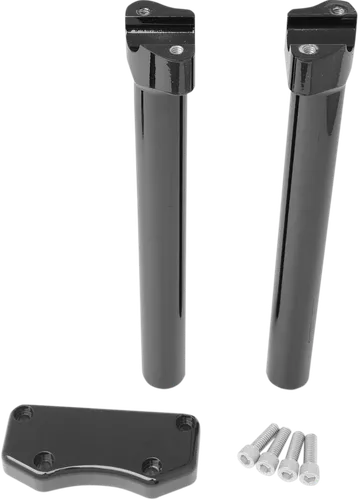 DS Black Gloss12in Buffalo Straight Handlebar Riser and Top Clamp Kit