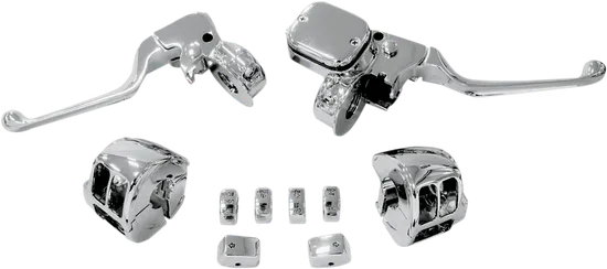DS Chrome 9/16in Master Cylinder Handlebar Control Kit wo Switches