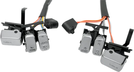 DS Chrome 6 Button Handlebar Switch Kit w Wire Leads
