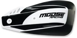 Moose Black White Podium Handguard Gauntlet Shield Set