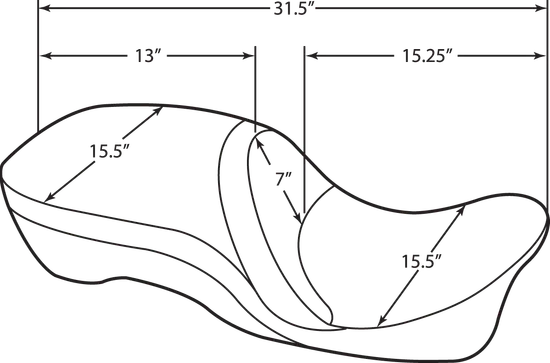 DS Black Leather Mild Stitched 2 Up Touring Seat