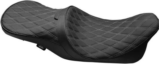 DS Black Leather Vinyl Double Diamond Stitch 2 Up Touring Seat