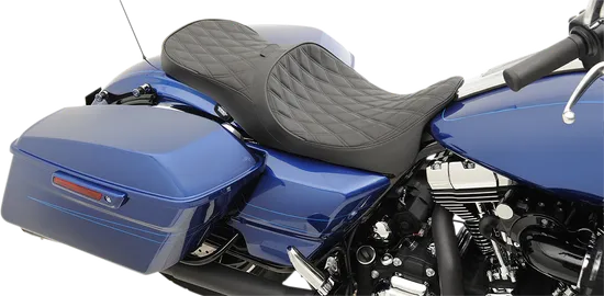 DS Black Leather Vinyl Double Diamond Stitch 2 Up Touring Seat