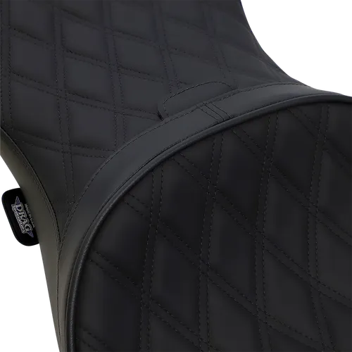 DS Black Leather Vinyl Double Diamond Stitch 2 Up Touring Seat