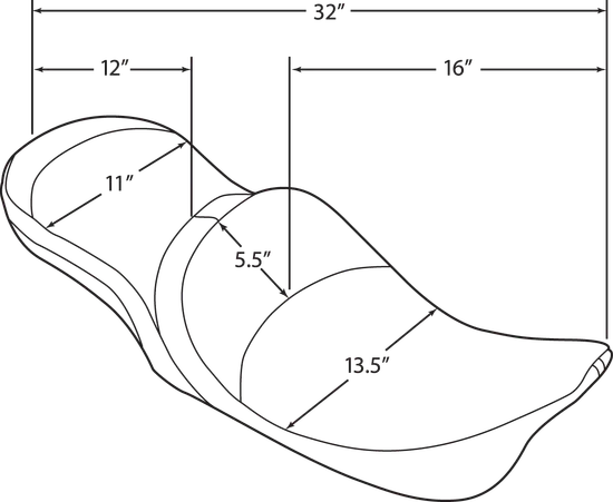 DS Black Leather Stitched Low Profile 2 Up Seat