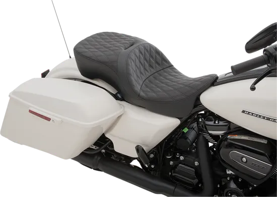 DS Black Leather Diamond Stitched 2 Up Touring Seat