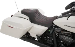 DS Black Vinyl Red Diamond Stitch Predator III 2 Up Seat