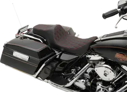 DS Black Vinyl Double Red Diamond Stitch Predator III 2 Up Seat