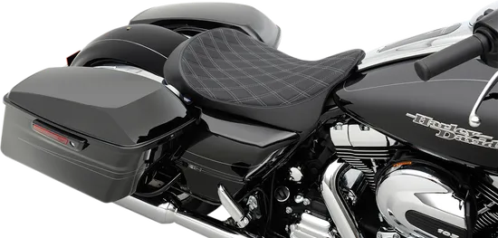 DS Black Leather Vinyl Silver Double Diamond Stitch Low Solo Seat