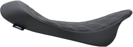 DS Black Leather Vinyl Silver Double Diamond Stitch Low Solo Seat