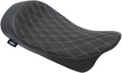 DS Black Leather Vinyl Silver Double Diamond Stitch Low Solo Seat