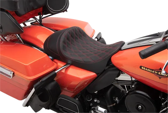 DS Black Vinyl Red Diamond Stitch Forward Low Solo Seat