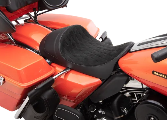 DS Black Vinyl Suede Diamond Stitch Forward Low Solo Seat