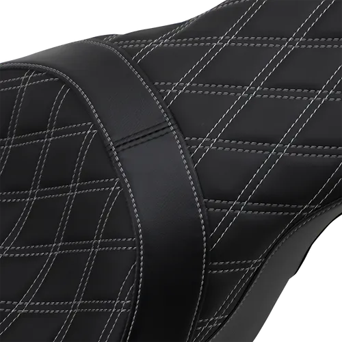DS Black Vinyl Silver Double Diamond Stitch Forward 2 Up Predator Seat