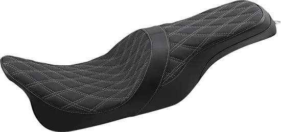 DS Black Vinyl Silver Double Diamond Stitch Forward 2 Up Predator Seat