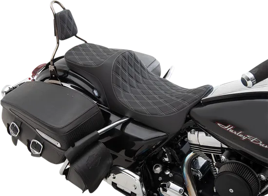 DS Black Vinyl Silver Double Diamond Stitch Predator III Seat