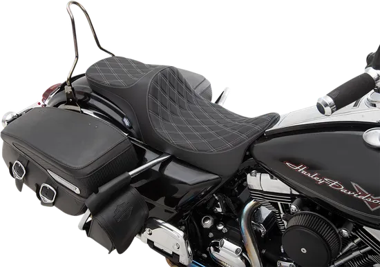 DS Black Vinyl Silver Double Diamond Stitch Predator III Seat