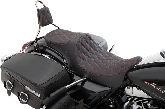 DS Black Vinyl  Red Double Diamond Stitch Predator III Seat