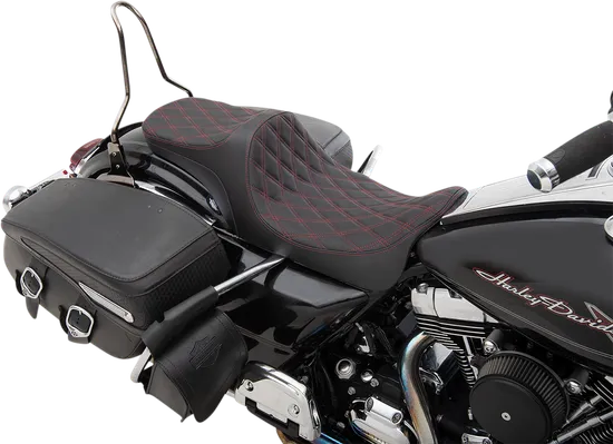 DS Black Vinyl  Red Double Diamond Stitch Predator III Seat