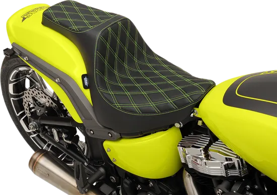 DS Black Vinyl Silver Double Diamond Stitch Predator III 2 Up Seat