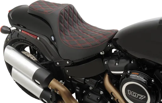 DS Black Vinyl Double Red Diamond Stitch Predator III 2 Up Seat