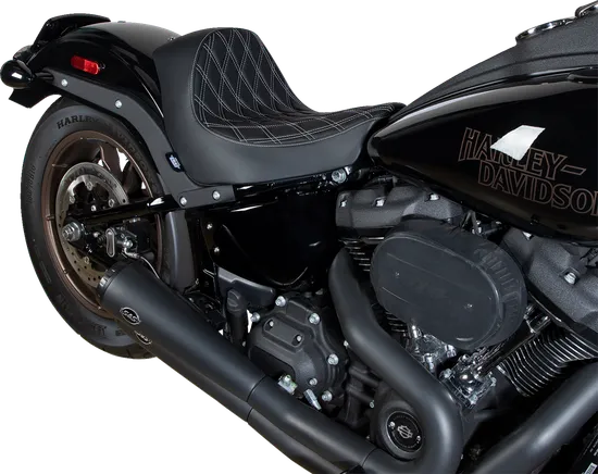 DS Black Predator Silver Double Diamond Stitch Solo Seat