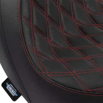 DS Black Predator Red Double Diamond Stitch 1pc Seat