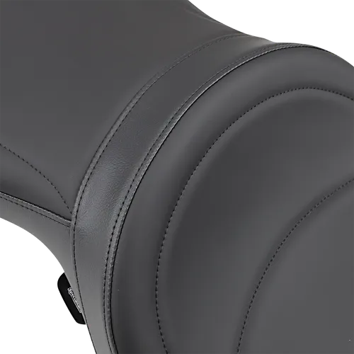 Black Leather Vinyl Stitched 2 Up Seat