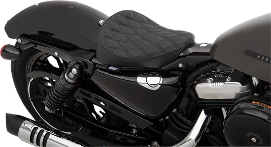 DS Black Vinyl Double Diamond Stitch Bobber Solo Seat