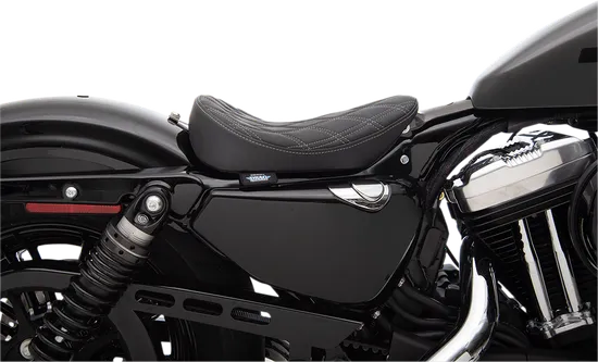 DS Black Vinyl Silver Double Diamond Stitch Bobber Solo Seat