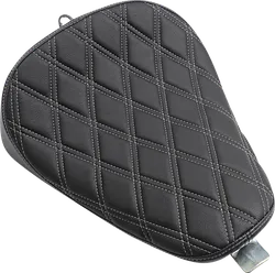 DS Black Vinyl Silver Double Diamond Stitch Bobber Solo Seat