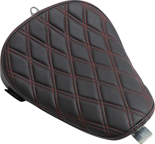 DS Black Vinyl Red Double Diamond Stitch Bobber Solo Seat