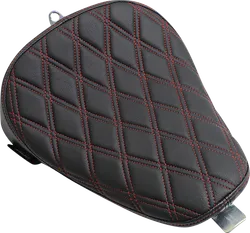 DS Black Vinyl Red Double Diamond Stitch Bobber Solo Seat