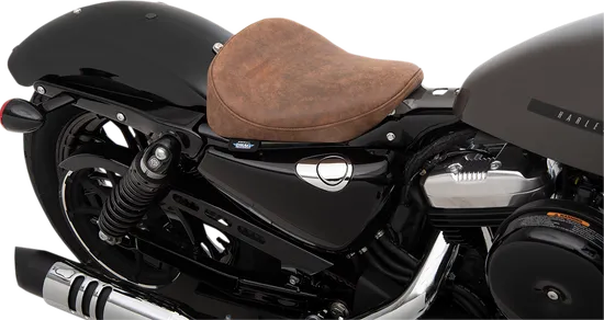 DS Brown Leather Smooth Bobber Solo Seat