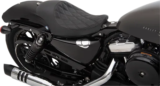 DS Black Vinyl Double Diamond Stitch Solo Seat