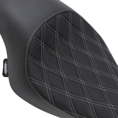 DS Black Vinyl Silver Double Diamond Stitch Solo Seat
