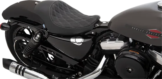 DS Black Vinyl Silver Double Diamond Stitch Solo Seat