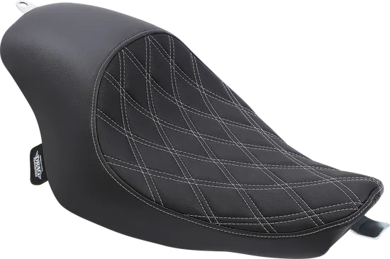 DS Black Vinyl Silver Double Diamond Stitch Solo Seat