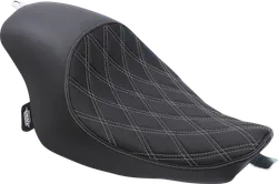 DS Black Vinyl Silver Double Diamond Stitch Solo Seat